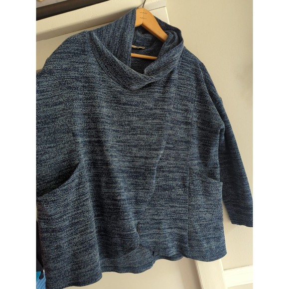 AXYEH Women's M Blue Wrap Cowl Knit Sweater Oversized Stretch Cozy - Picture 11 of 11